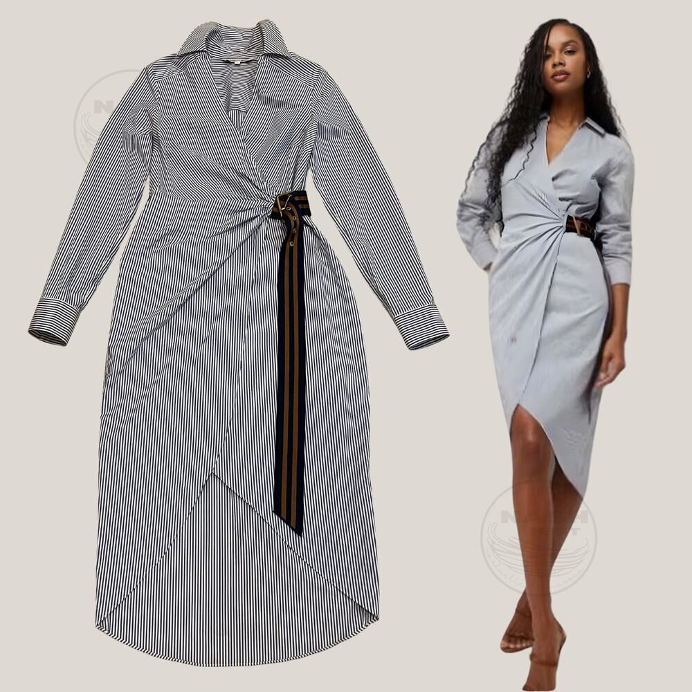 Veronica Beard 2 Jacinda Shirt Dress | Blue + White Stripe, Belted NWOT $498